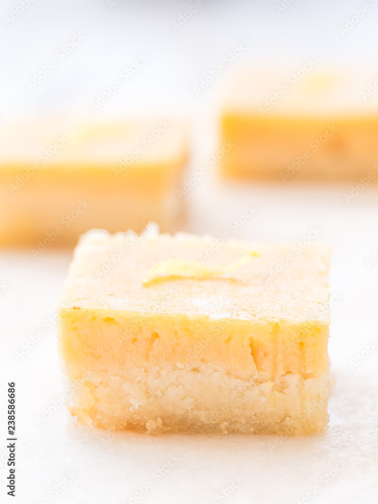 Almond flour creamy lemon squares (gluten-free).