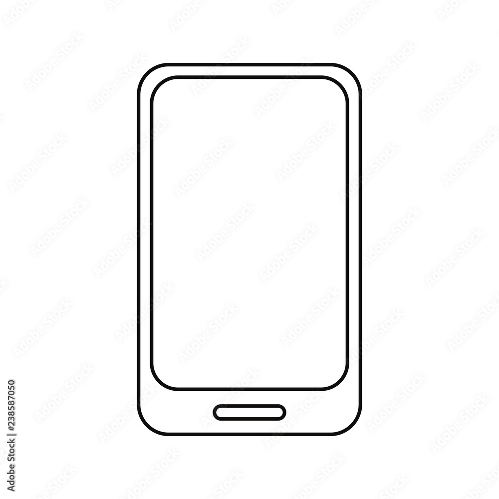 outlined smartphone on white background outlined smartphone on white background
