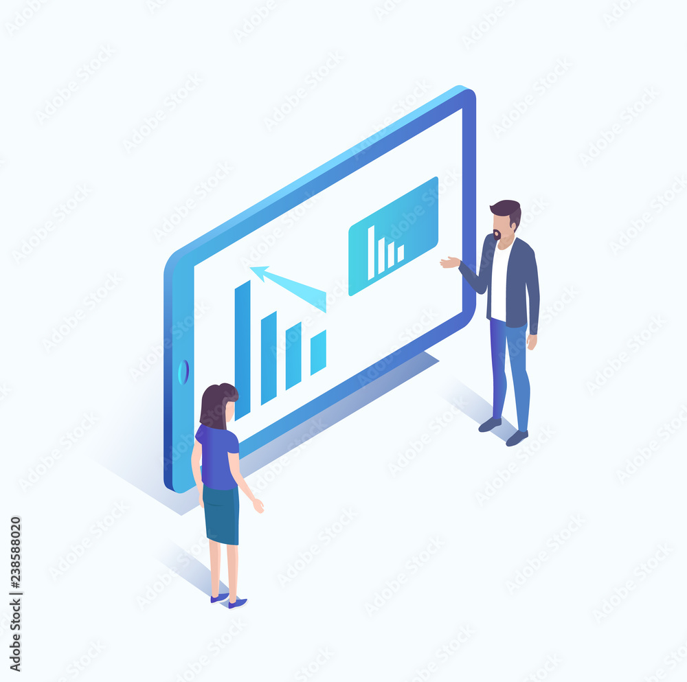 Computer Screen and Analysts Vector Illustration Computer Screen and Analysts Vector Illustration