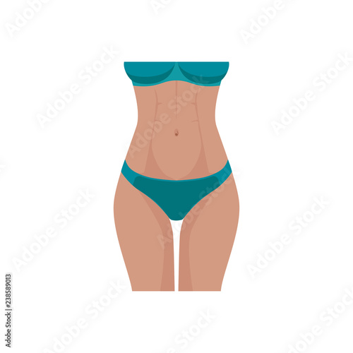 Sports female figure, thin female waist, flat belly. Sport concept, slimming concept, beautiful female body. Vector illustration
