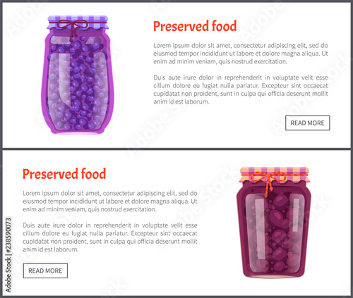 Preserved Food Banners with Berries or Fruits