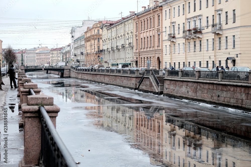 Griboedov canal in winter, Saint-Petersburg