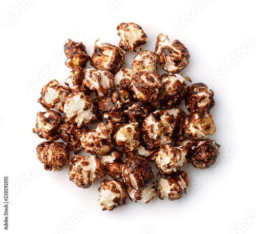 Top view of chocolate popcorn