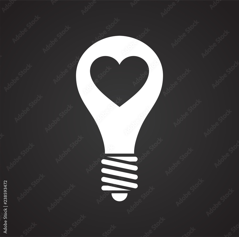 Heart bulb icon on black background for graphic and web design, Modern simple vector sign. Internet concept. Trendy symbol for website design web button or mobile app Heart bulb icon on black background for graphic and web design, Modern simple vector sign. Internet concept. Trendy symbol for website design web button or mobile app