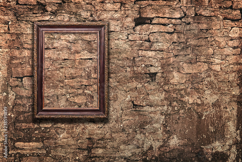 vintage frame on old brick wall