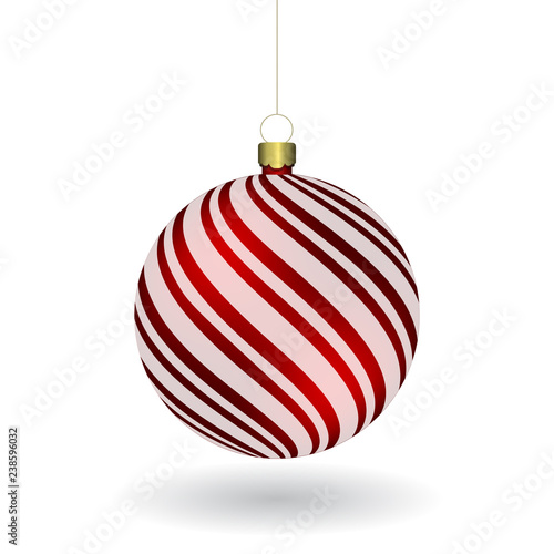 Red Christmass ball hanging on a golden chain