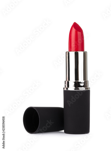Red lipstick isolated on white background photo