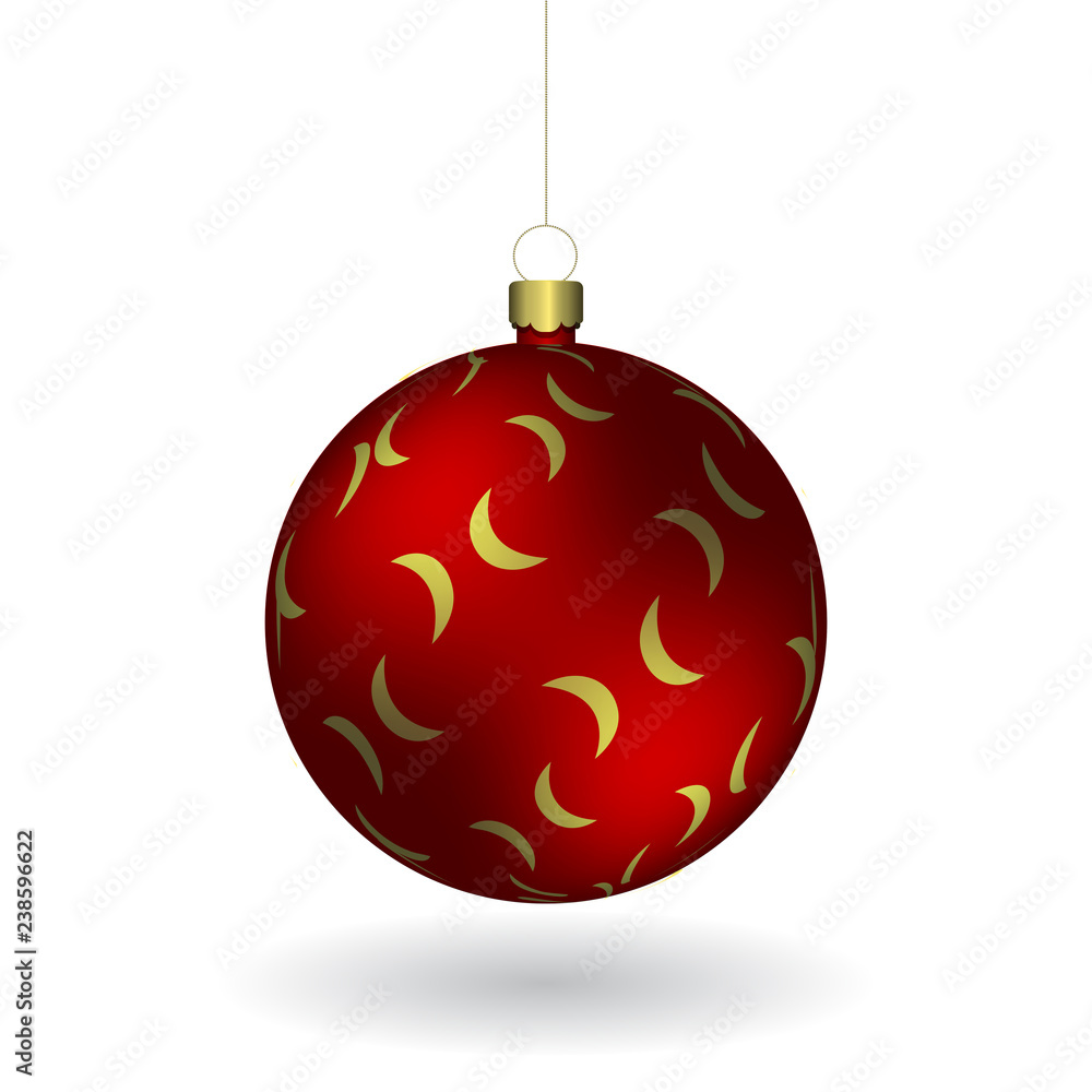 Red Christmass ball hanging on a golden chain Red Christmass ball hanging on a golden chain