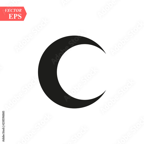 Moon icon vector. black night symbol. Trendy flat ui sign design. Graphic pictogram for web site, mobile application. Logo illustration. Eps10.