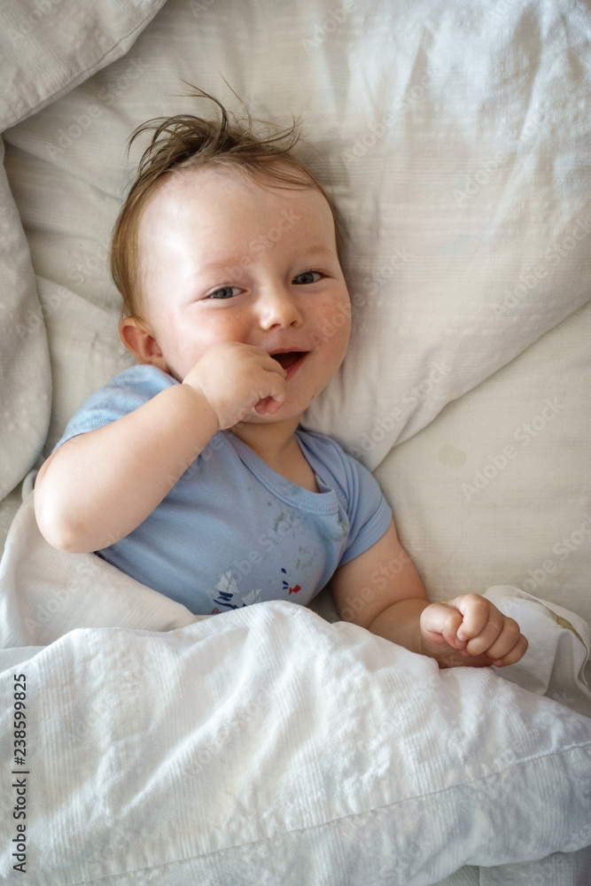 Baby boy on bed Baby boy on bed