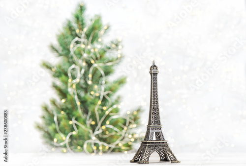 Fototapeta Naklejka Na Ścianę i Meble -  Eiffel Tower Christmas tree decoration Symbol Paris France