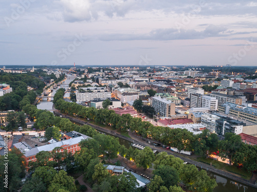 Aerial view of Downtown of Turku Finland