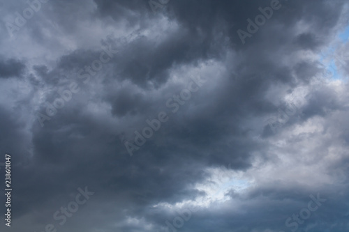 Dark thunderstorm clouds in the sky as background