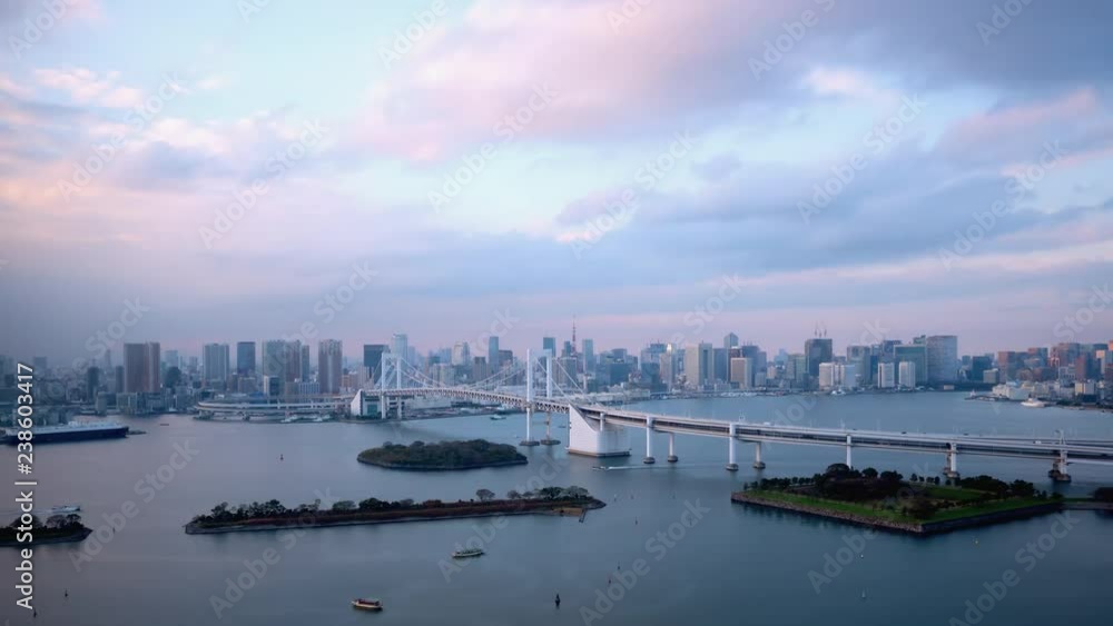 タイムラプス - 天気の良い午後から夜に移り変わる東京の都市風景 FIX 固定 タイムラプス - 天気の良い午後から夜に移り変わる東京の都市風景 FIX 固定
