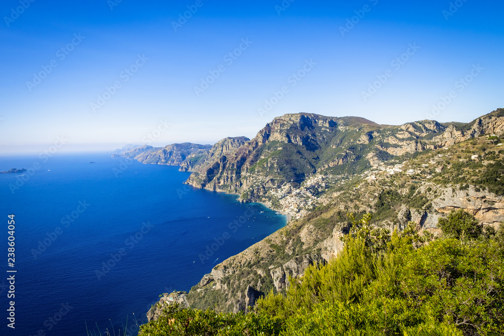 Amalfi Coast with beautiful Gulf of Salerno, Campania, Italy