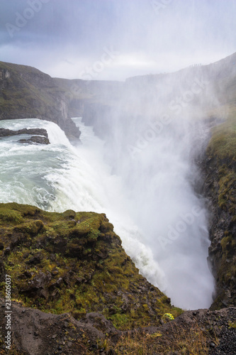 View on majestic gullfoss waterfall on Golden Circle Iceland