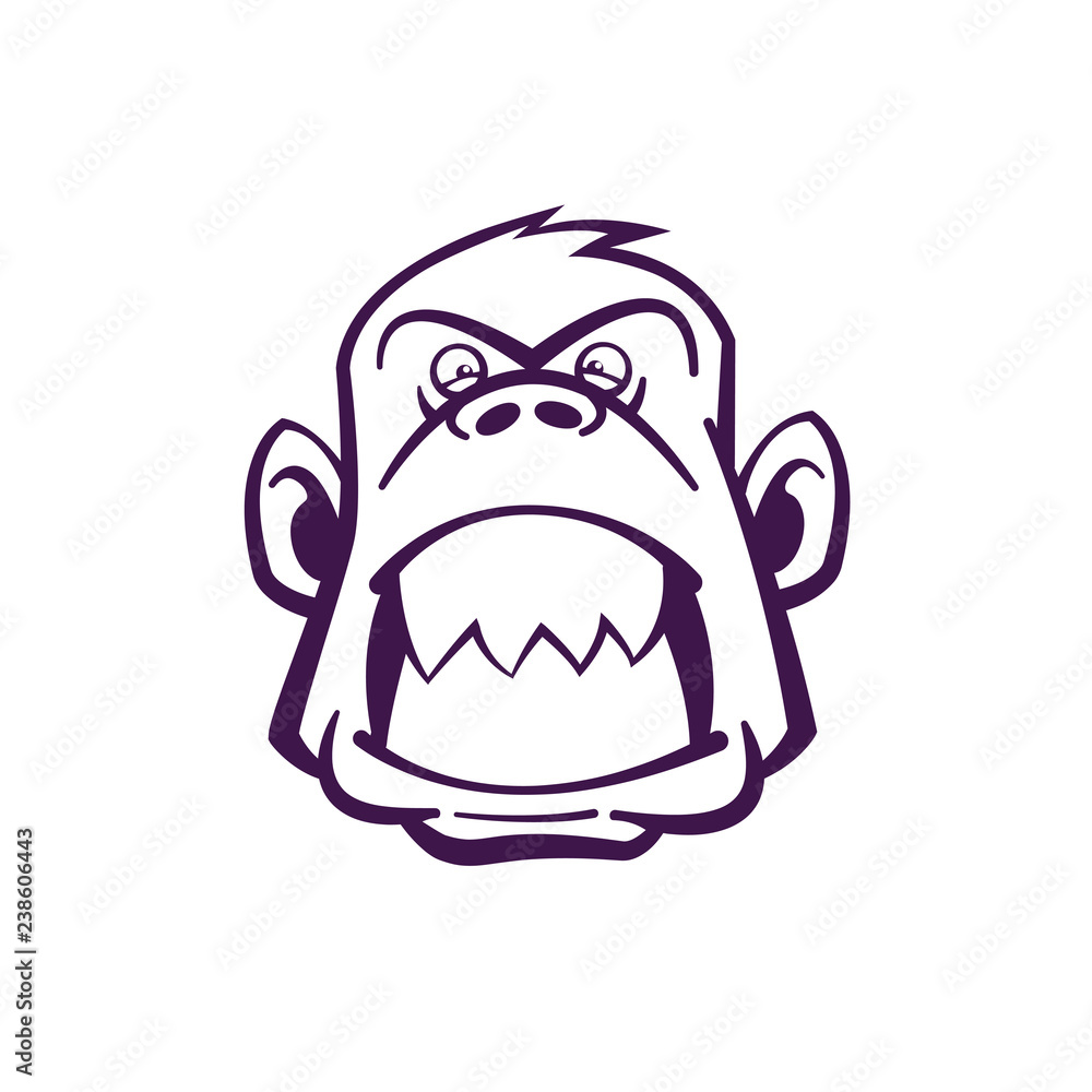Evil monkey sticker. Isolated vector illustration. Evil monkey sticker. Isolated vector illustration.