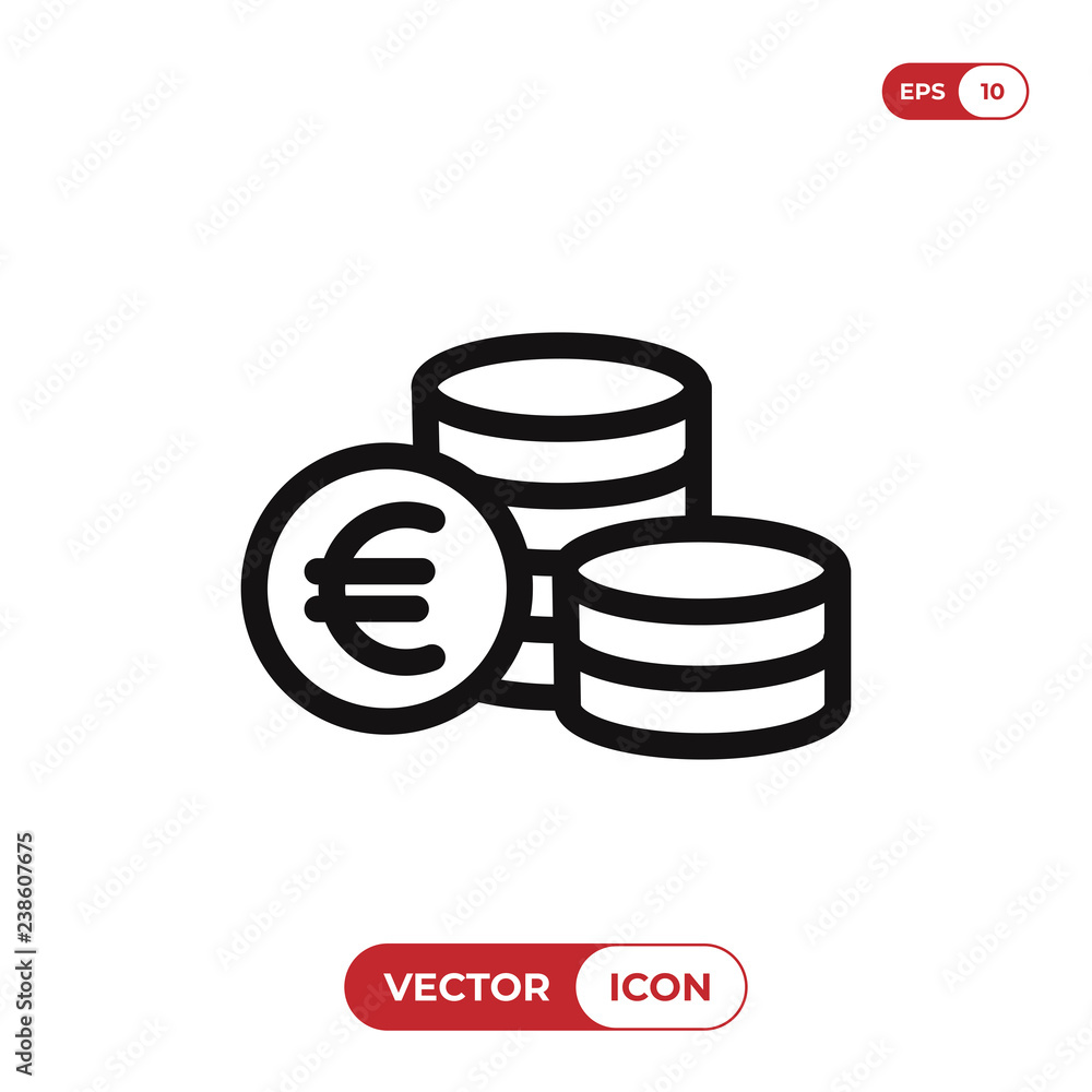 Euro coins icon vector Euro coins icon vector