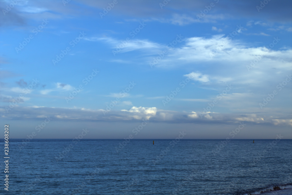 sea and blue sky,horizon,clouds,seascape, beautiful,nature,