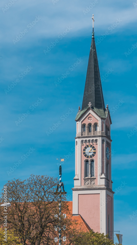 Smartphone HD wallpaper of beautiful church at Plattling - Isar - Bavaria - Germany
