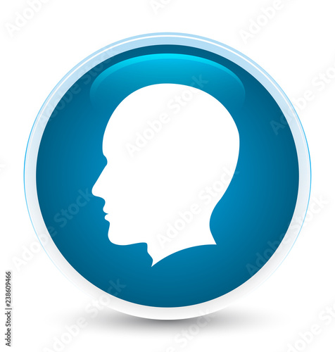 Head male face icon special prime blue round button