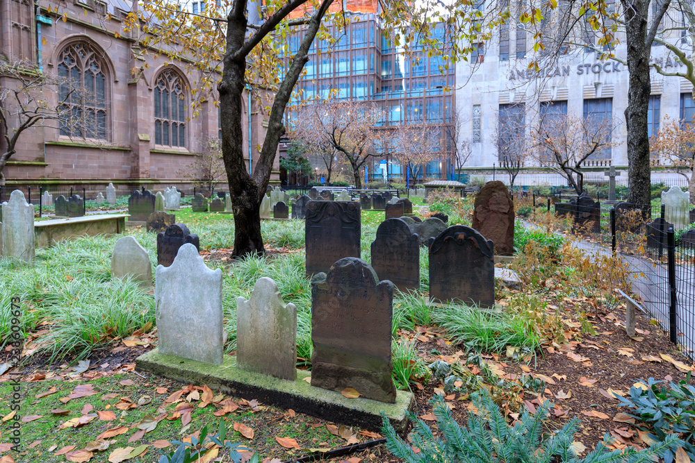 Trinity Church and cemetery in downtown Manhattan Trinity Church and cemetery in downtown Manhattan