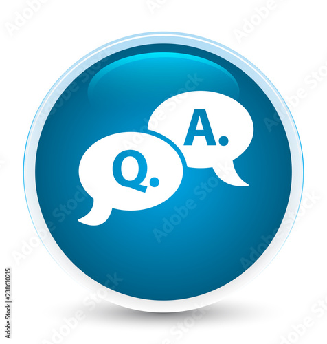 Question answer bubble icon special prime blue round button