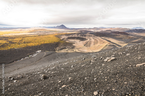 View on landscape from Hverfjall crater  Iceland