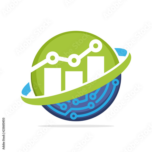 Illustration icon with the concept of digital information media services for marketing, business finance and investment.