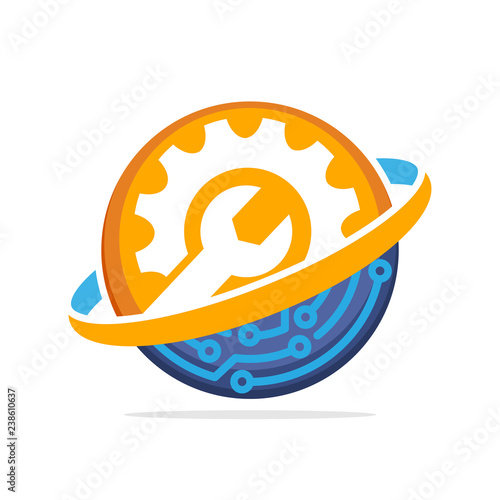 vector illustration icon with the concept of advanced technology management for system updates, system settings and system repair