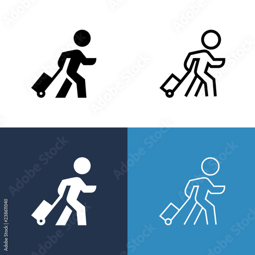 Traveler With Luggage Icon Set