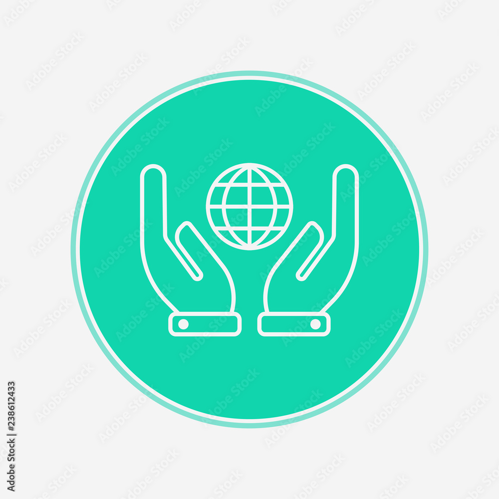 Hand with globe vector icon sign symbol Hand with globe vector icon sign symbol