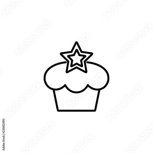 cake cupcake sweet baked biscuit dessert line icon black and white