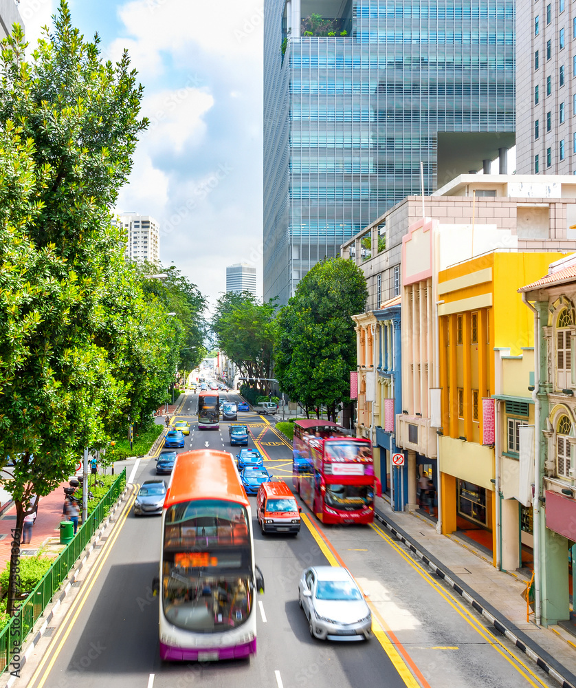 Naklejka premium ruch uliczny w Singapurze