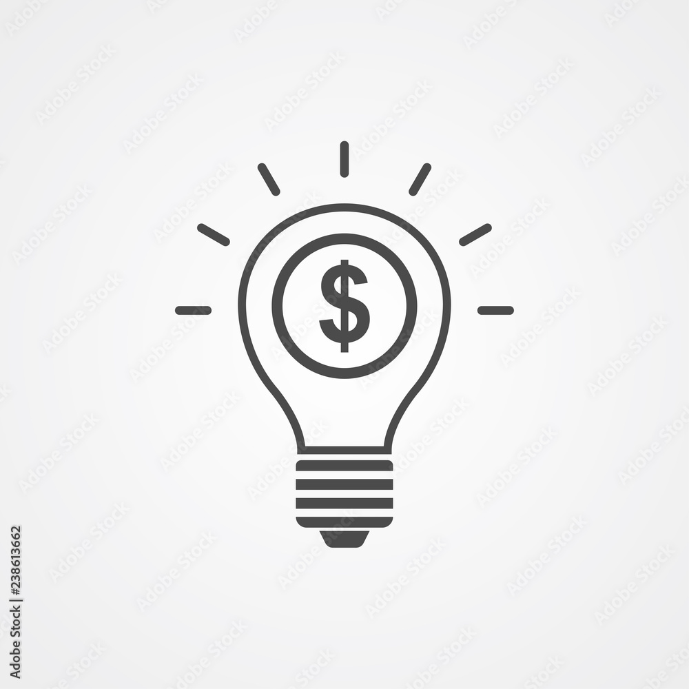 Money light bulb vector icon sign symbol Money light bulb vector icon sign symbol