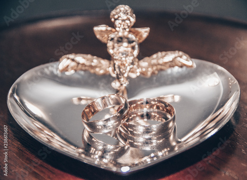 Wedding rings on the plate