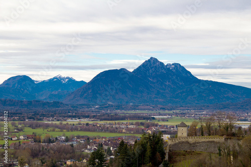 Panoramic view of the mountains and city.Salzburg.Austria.