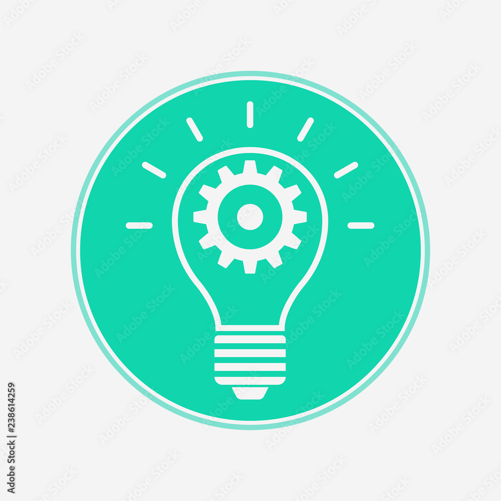 Light bulb with gear vector icon sign symbol Light bulb with gear vector icon sign symbol