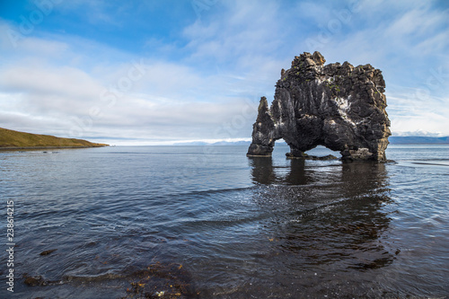 Hvitserkur stone arch on beach in Iceland