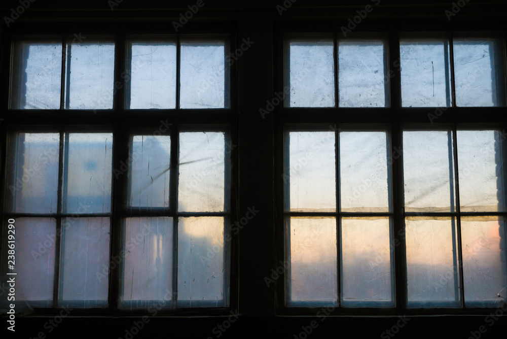 Old wooden windows, free space. Old wooden windows, free space.