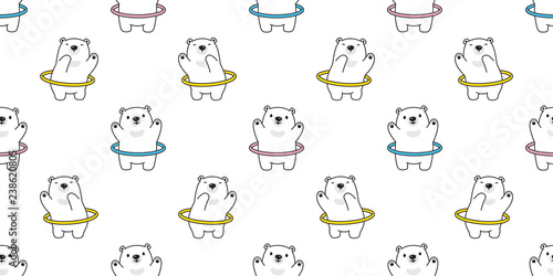 Bear seamless pattern vector Hula Hoop sport polar bear cartoon scarf isolated repeat wallpaper tile background illustration