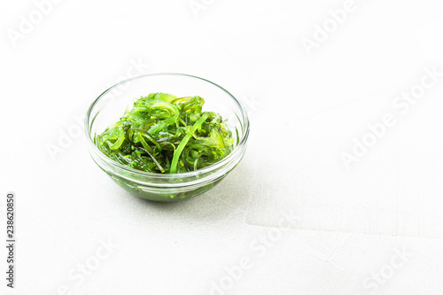 Wakame seaweed salad with sesame seed. Traditional Japanese food.