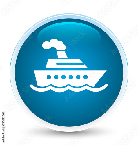 Cruise ship icon special prime blue round button