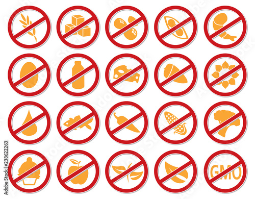 Food allergen icon set