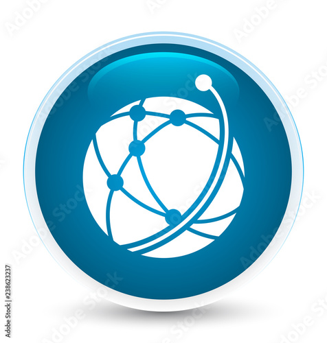 Global network icon special prime blue round button