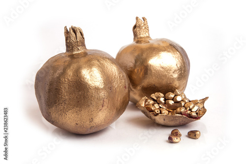 golden pomegranate isolated