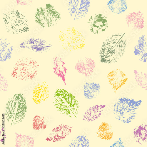 Wallpaper Mural Seamless pattern with multicoloredleaves. Spring vector background. Suitable for wrapping paper, textile or book covers, wallpapers, design, graphic art, printing, hobby, invitation.  EPS 8 Torontodigital.ca