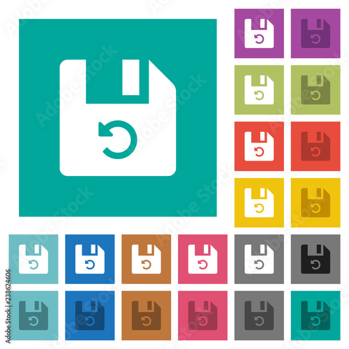 Undo last file operation square flat multi colored icons