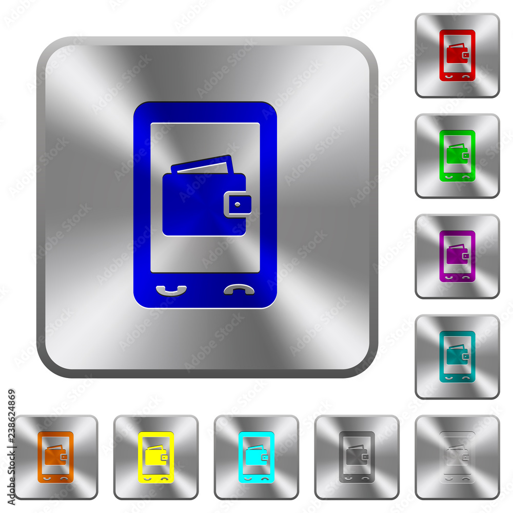 Mobile wallet rounded square steel buttons Mobile wallet rounded square steel buttons