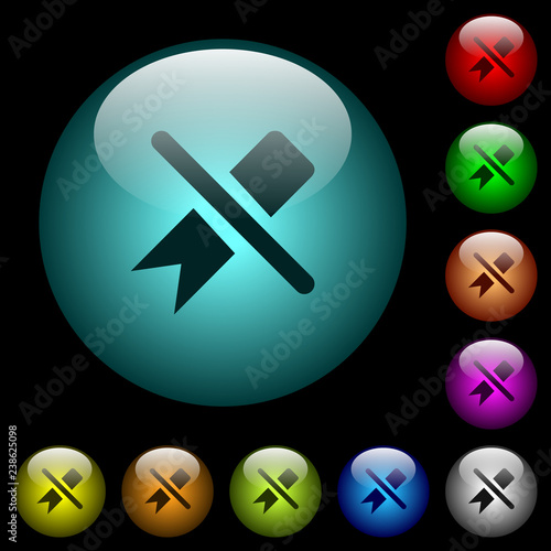 Untag icons in color illuminated glass buttons